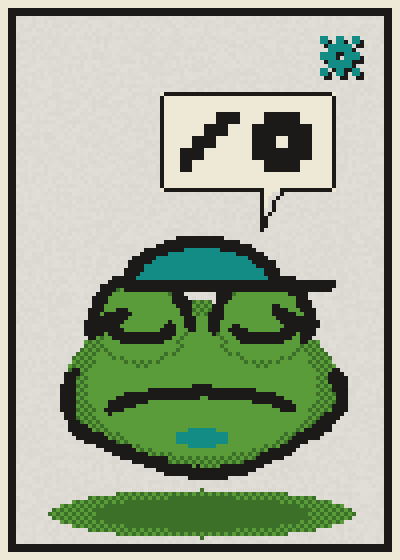 Glyph Alt #13, a pixel frog saying paint egg